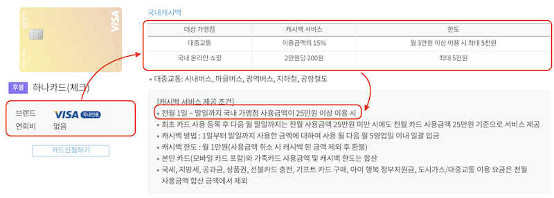 알뜰교통카드-하나카드 체크