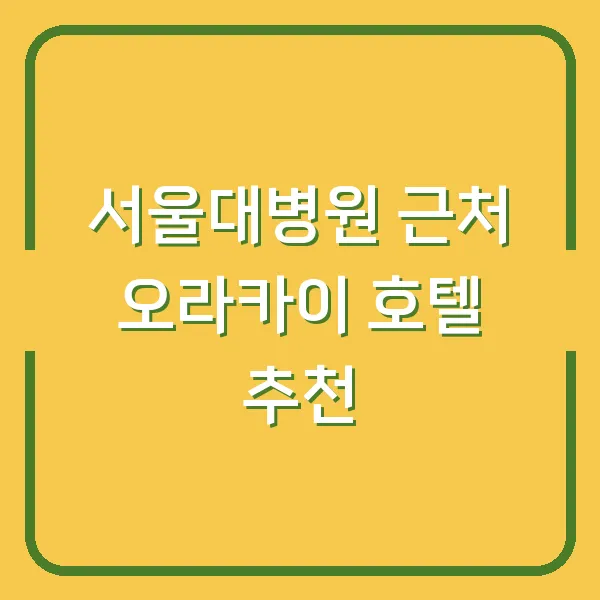 서울대병원 근처 오라카이 호텔 추천