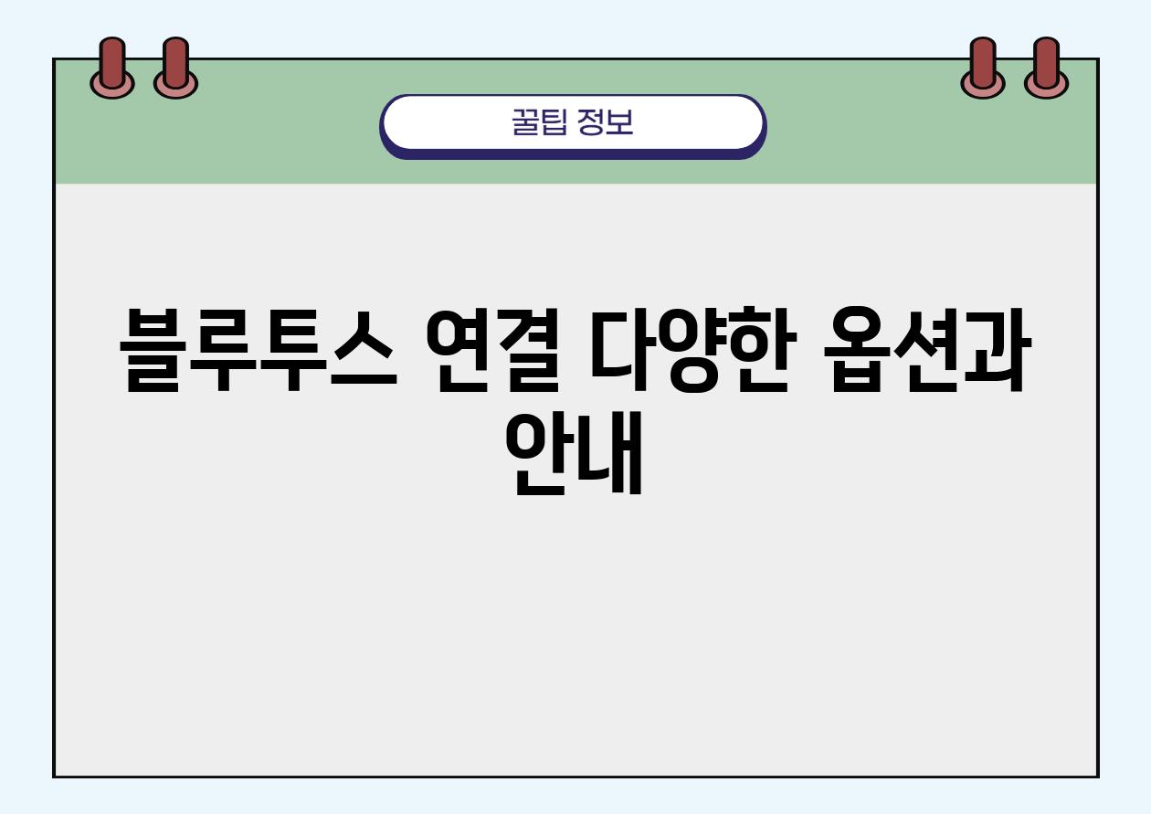 블루투스 연결 다양한 옵션과 공지