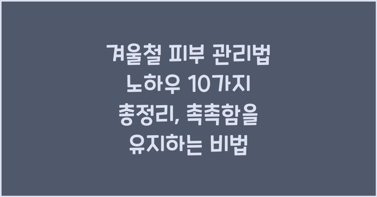 겨울철 피부 관리법 노하우 10가지 총정리