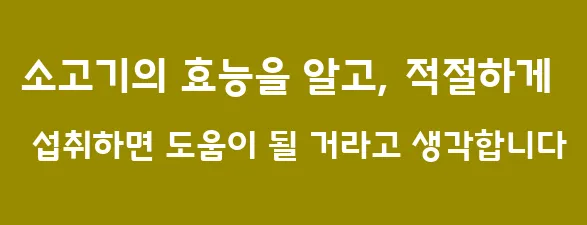 소고기의 효능을 알고, 적절하게 섭취하면 도움이 될 거라고 생각합니다