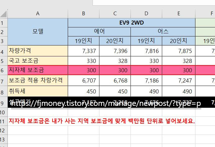 EV9 가격표 계산기