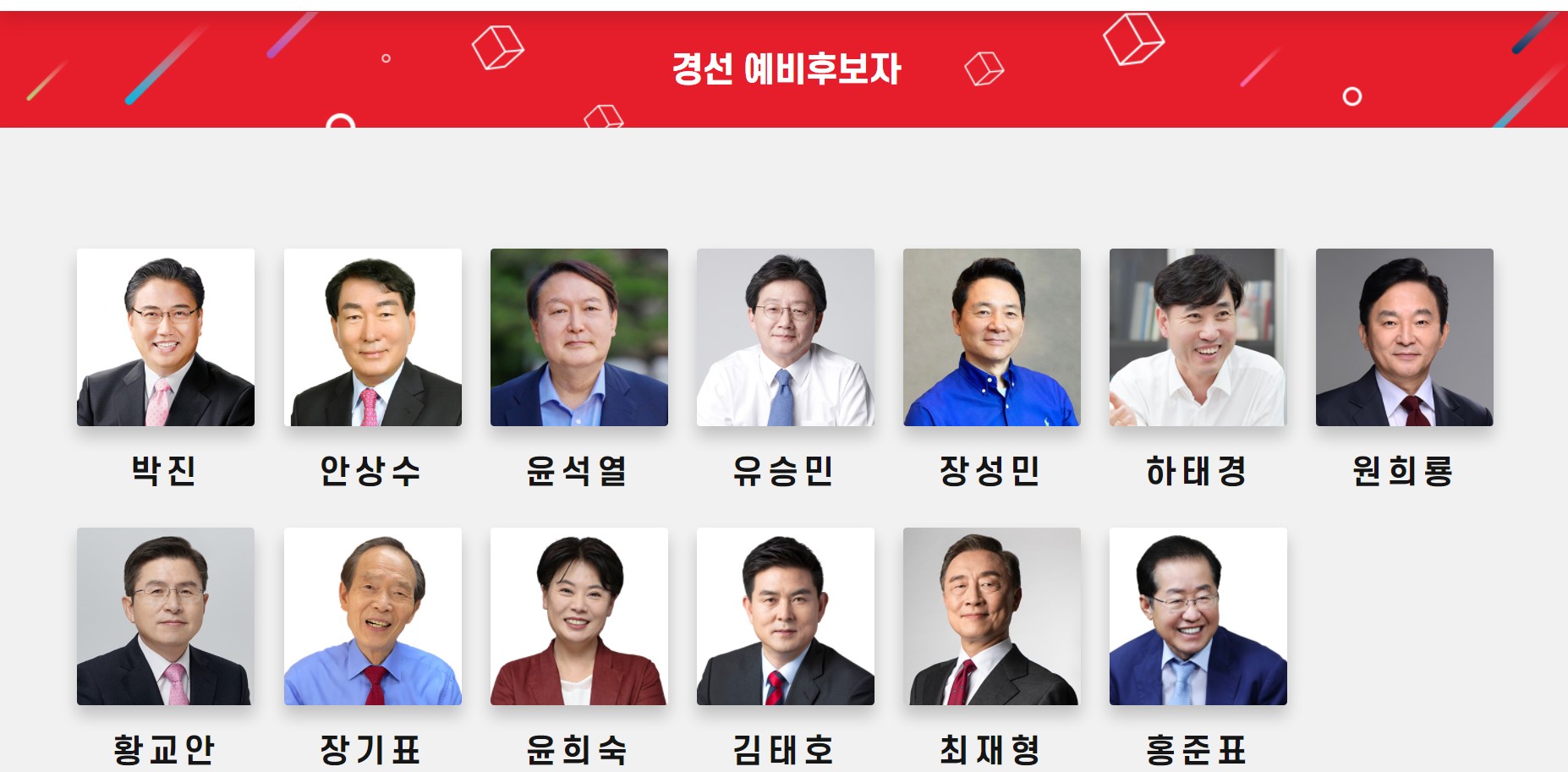  국민의 힘  제20대 대통령 선거, 예비후보 특별 페이지 안내