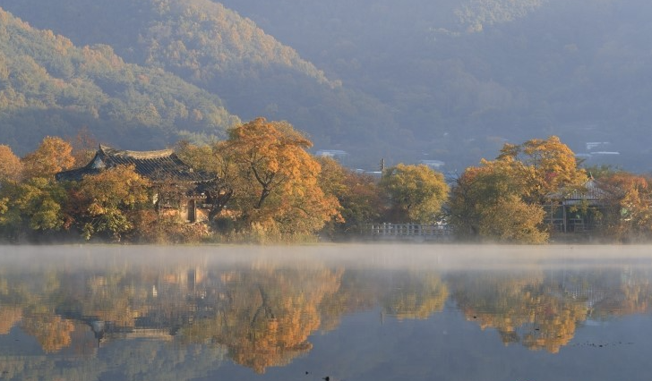 경남-밀양-위양지-단풍-풍경-완재정