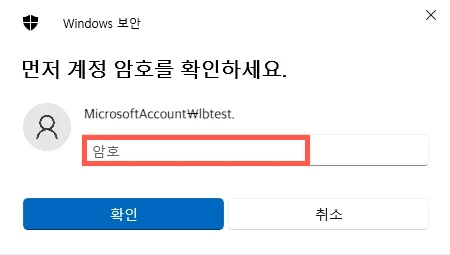 Microsoft 계정 암호 입력