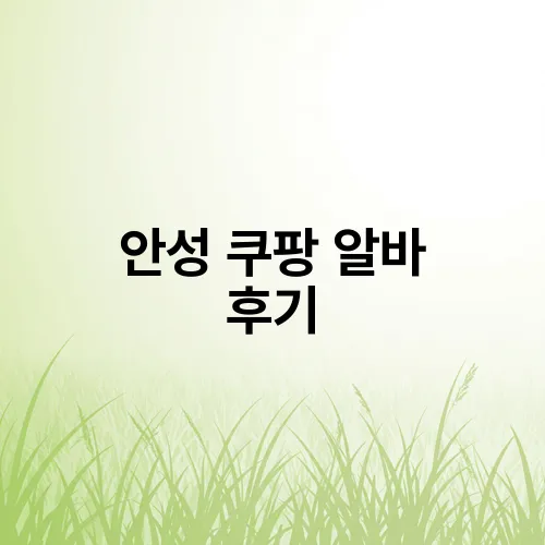 안성 쿠팡 알바 후기