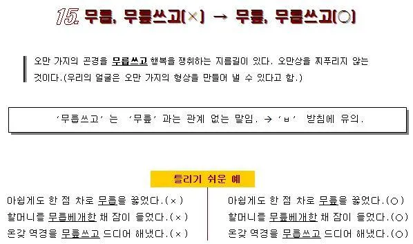 무릎쓰고 무릅쓰고 맞춤법 맞는 표현 예시_3