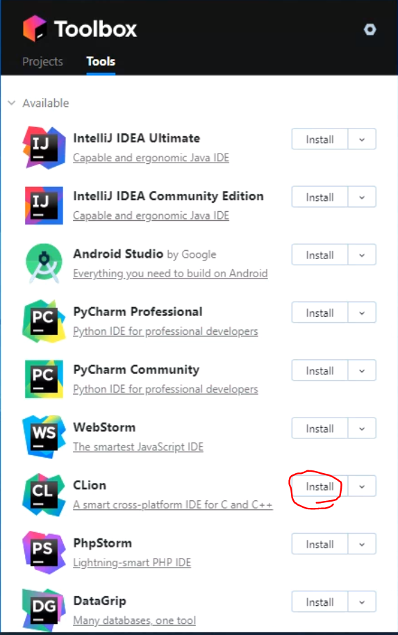 Jetbrains toolbox / CLion
