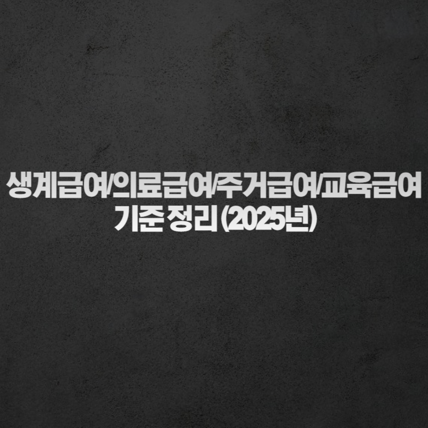 생계급여/의료급여/주거급여/교육급여 기준 정리 (2025년) 생계급여/의료급여/주거급여/교육급여 기준 정리 (2025년)