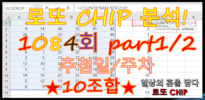  로또 1084회 예상번호 분석 10조합 (추첨일 + 주차data)