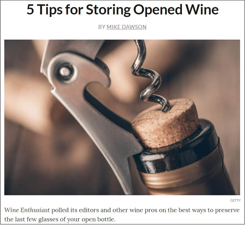  어쩌나!...와인 보관 고민으로 아예 따지를 못해 VIDEO: 5 Tips for Storing Opened Wine