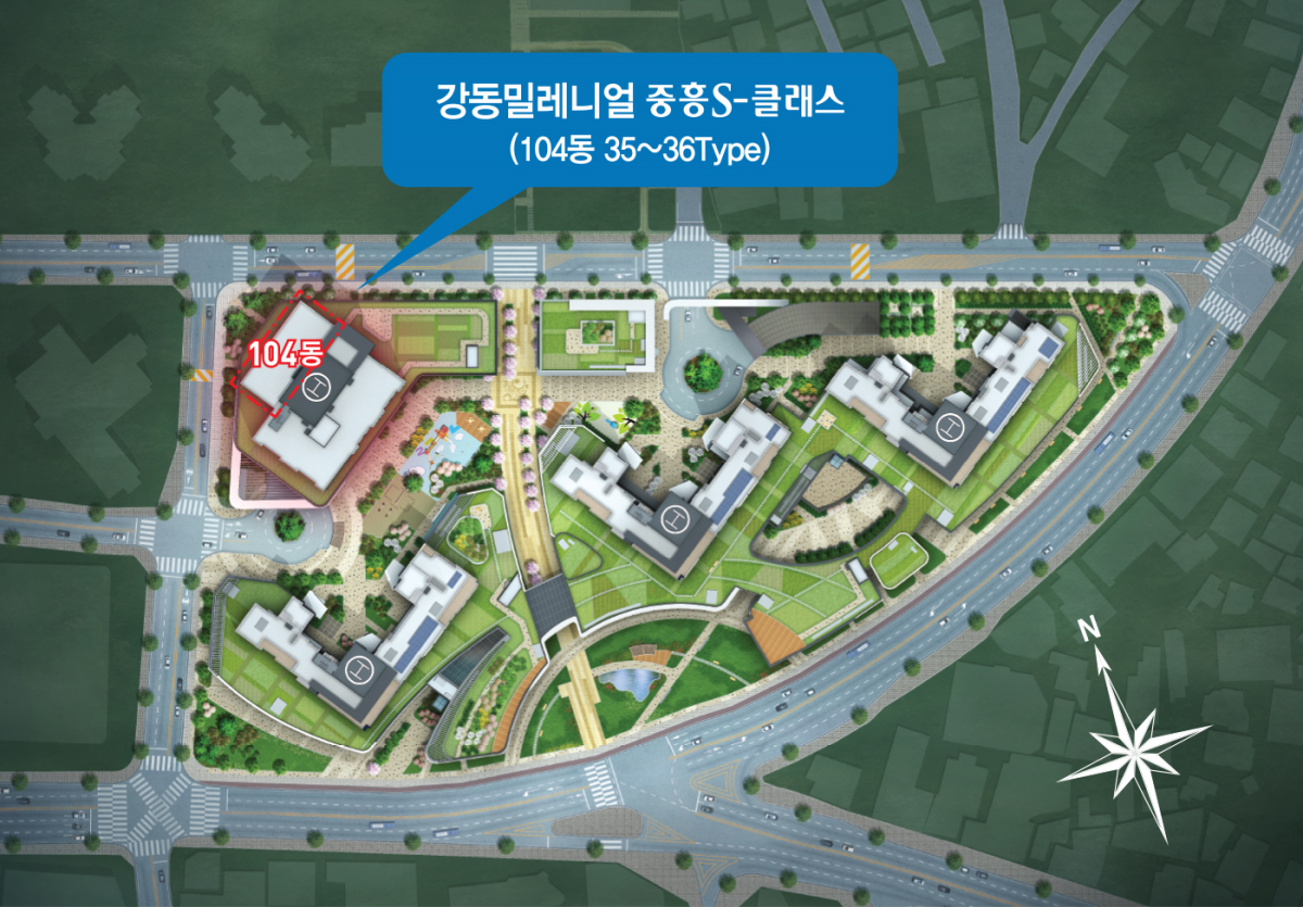 강동밀레니얼 중흥S클래스 단지배치도