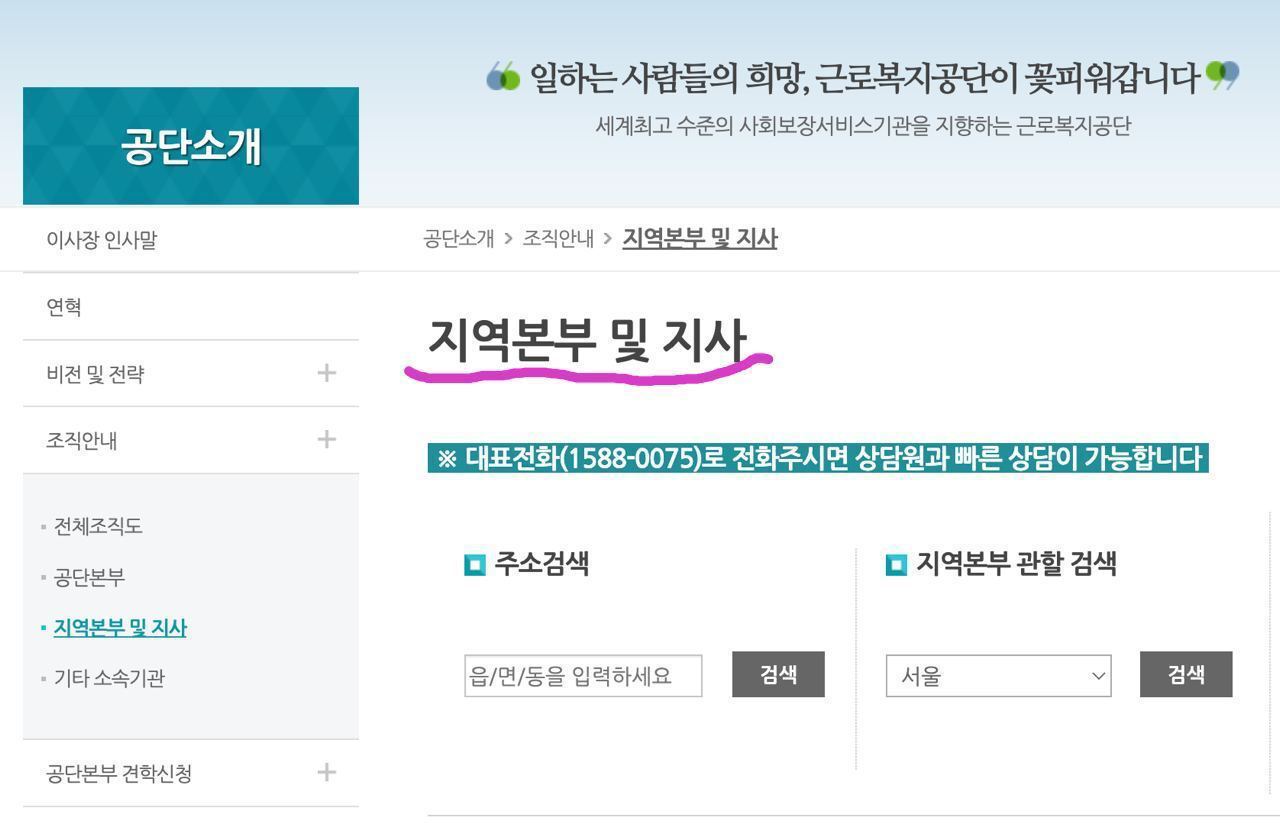 근로복지공단-전국-지사-위치와-전화번호