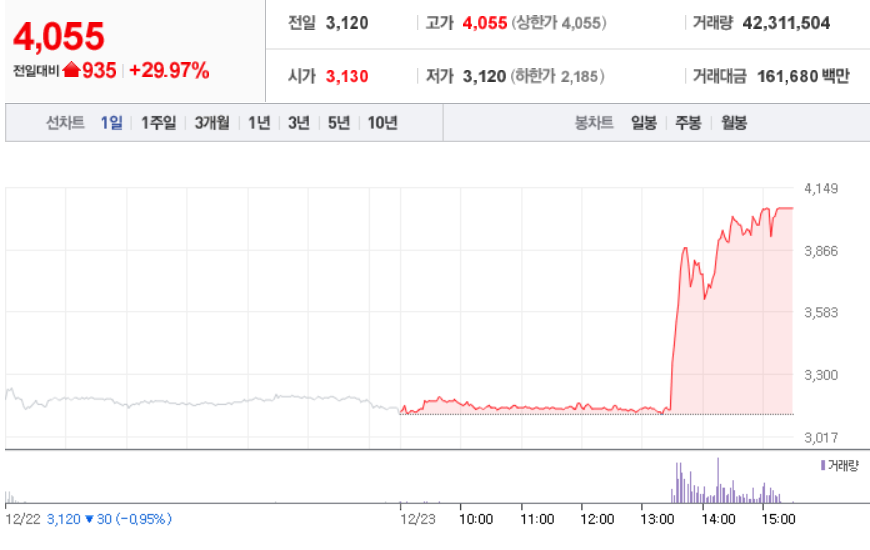  12월 23일 장 중 특징주