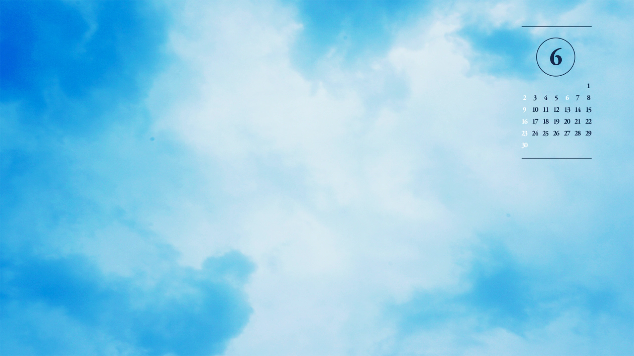 01 파란색 구름 A - 2024년6월 달력배경화면