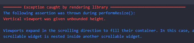 Horizontal viewport was given unbounded height.