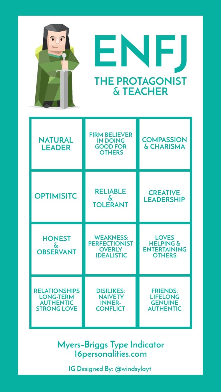  ENFJ 성격, 유형, 직업 등