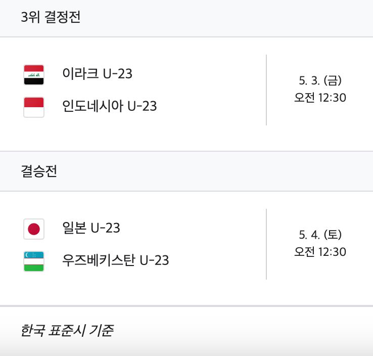 아시안컵 u23 일정 시간