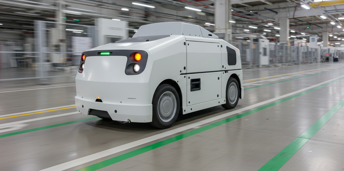 AGV moves through Green Line in the Factory