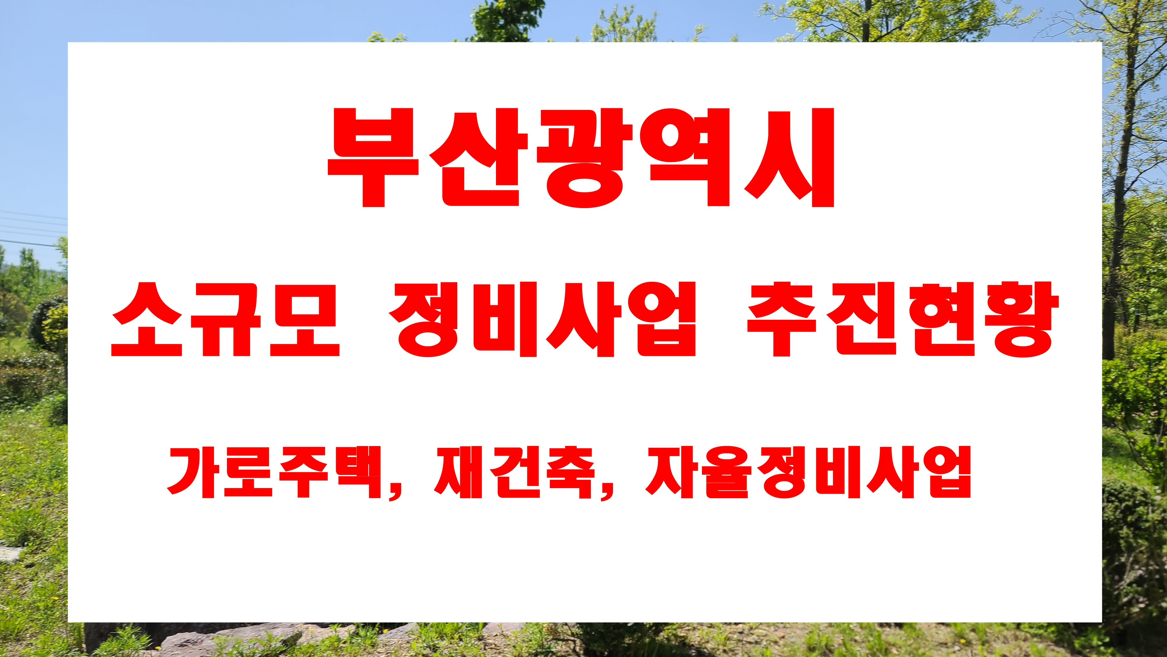  부산 광역시 소규모 가로주택정비사업 재건축사업 자율주택정비사업 지역 정보 및 건축규모 정보