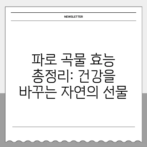 파로 곡물 효능 총정리: 건강을 바꾸는 자연의 선물