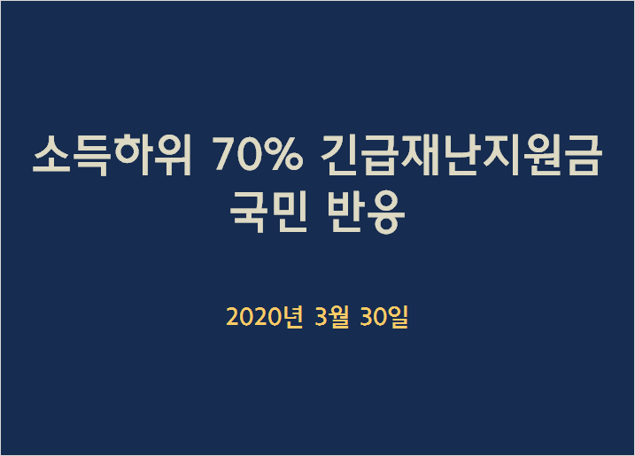  소득하위 70%, 100만원 긴급재난지원금 국민들 반응