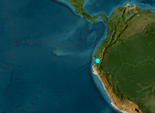 2023년 3월 18일 - 에콰도르 - 지진 - 주요 지진 - 주요 지진 - USGS - 위성 이미지 - 위치 설명