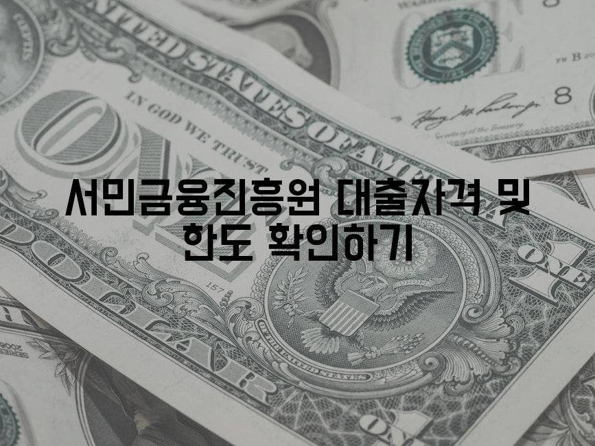 서민금융진흥원 대출자격 및 한도 확인하기