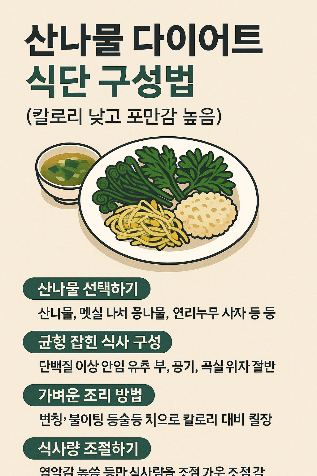 산나물 다이어트 식단 구성법 (칼로리 낮고 포만감 높음)