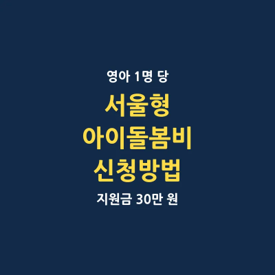 서울형 아이돌봄비 30만 원 지원금 신청방법 썸네일