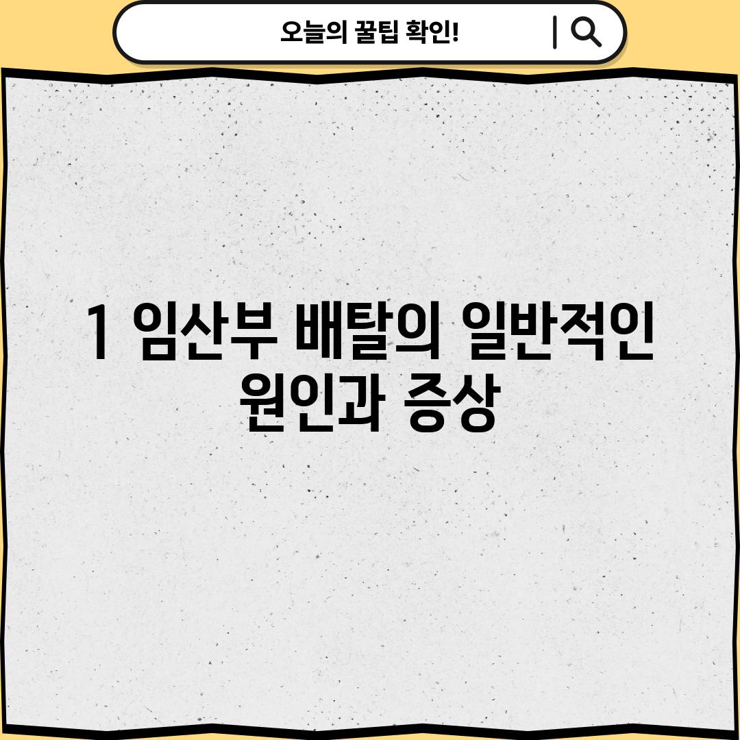 1. 임산부 배탈의 일반적인 원인과 증상