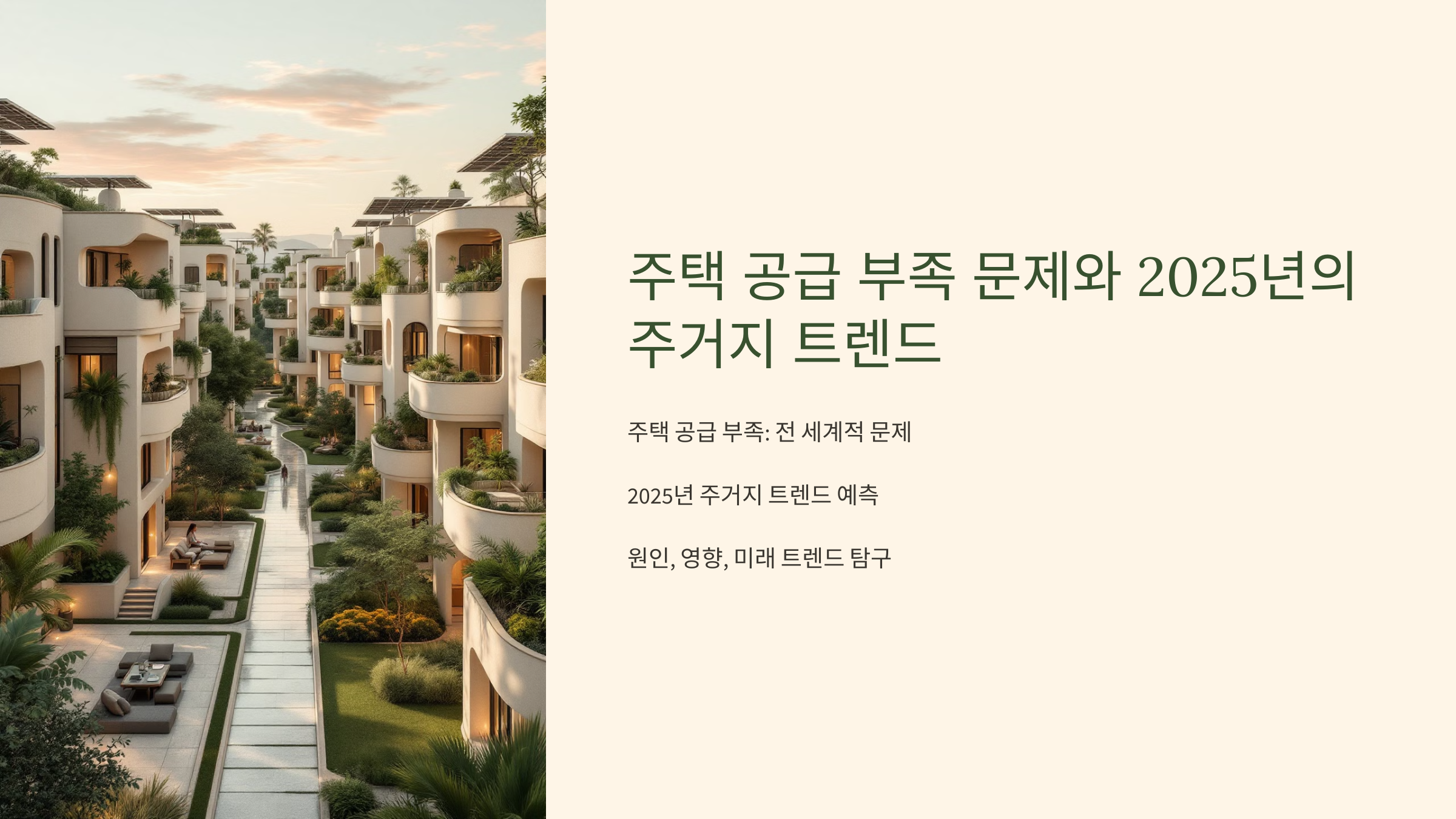 주택 공급 부족 문제와 2025년의 주거지 트렌드