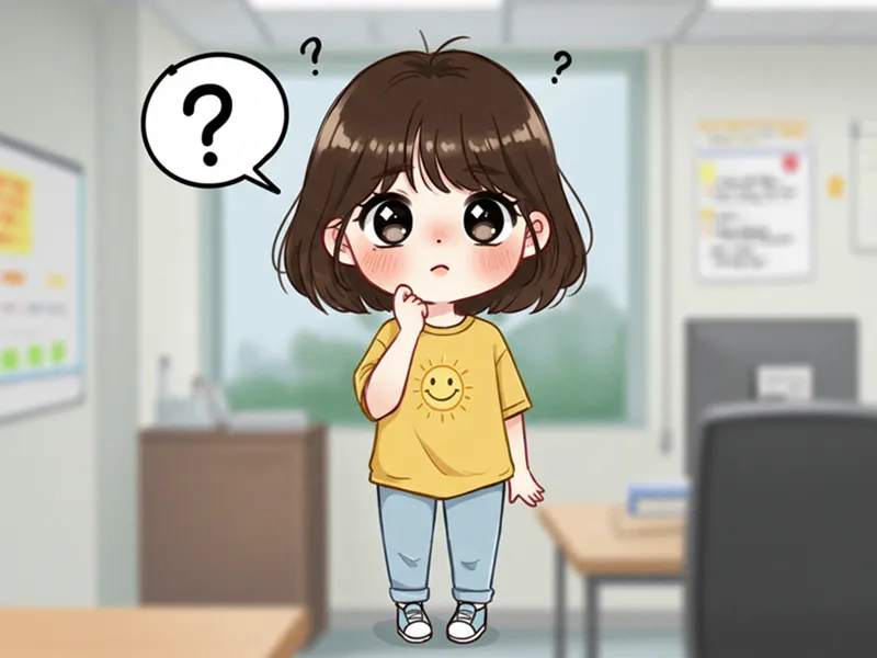 갑질 을질 정의: 2025년 대한민국, 갑질과 을질의 뜻을 몰라 혼란스러워하는 캐릭터의 귀여운 카툰 일러스트레이션.