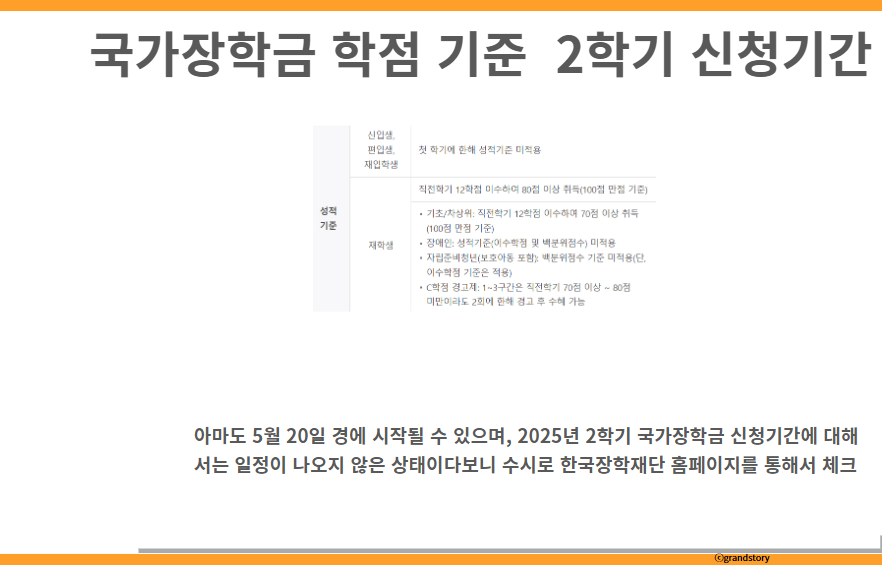 국가장학금 학점 기준 2학기 신청기간