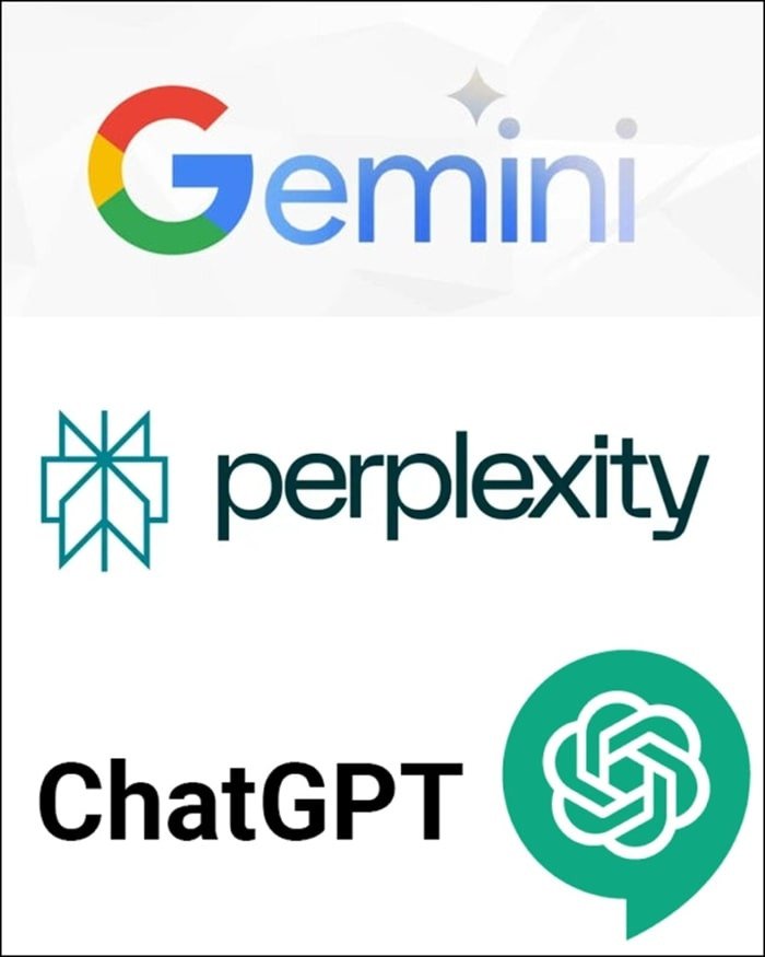 Gemini, Perplexity, ChatGPT 로고 비교 이미지