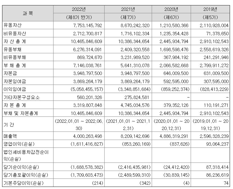 핀텔 재무제표