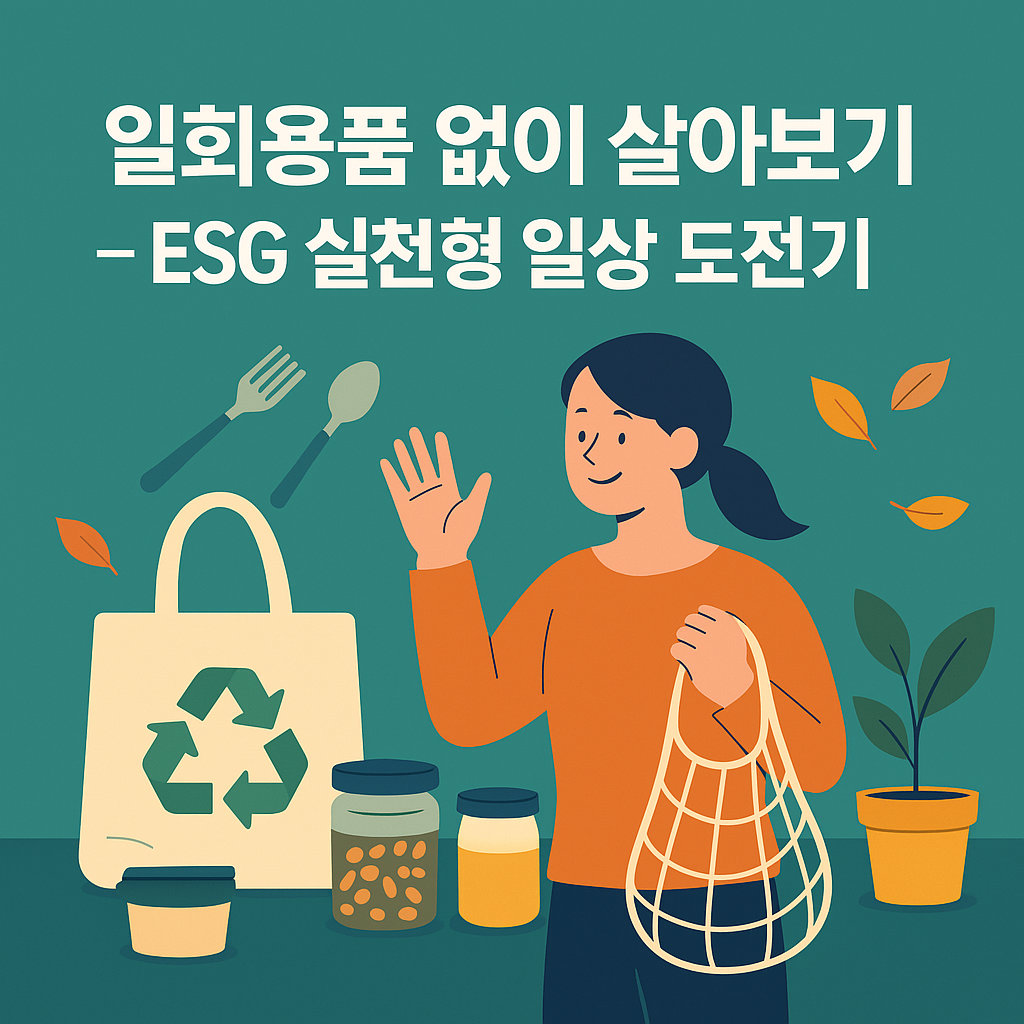 &quot;일회용품 없이 살아보기 – ESG 실천형 일상 도전기&quot; 표지 이미지