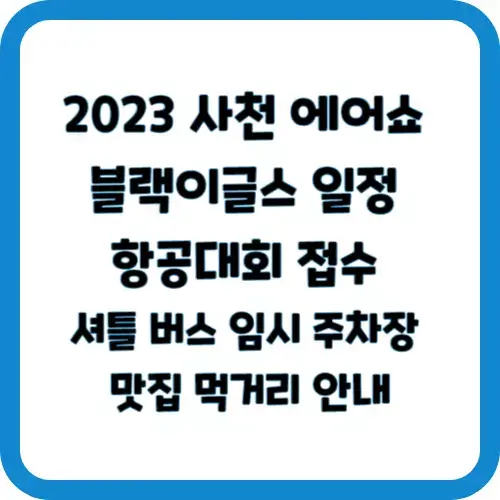 2023 사천 에어쇼 블랙이글스 일정 항공대회 접수 셔틀 버스 임시 주차장 맛집 먹거리 안내