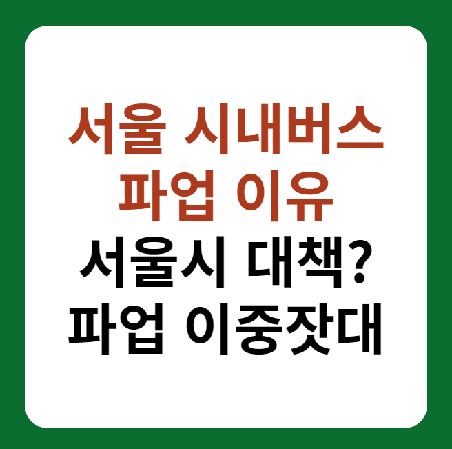 서울 시내버스 파업 이유과 대책 썸네일 이미지