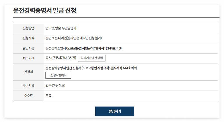 운전 경력증명서 인터넷 발급