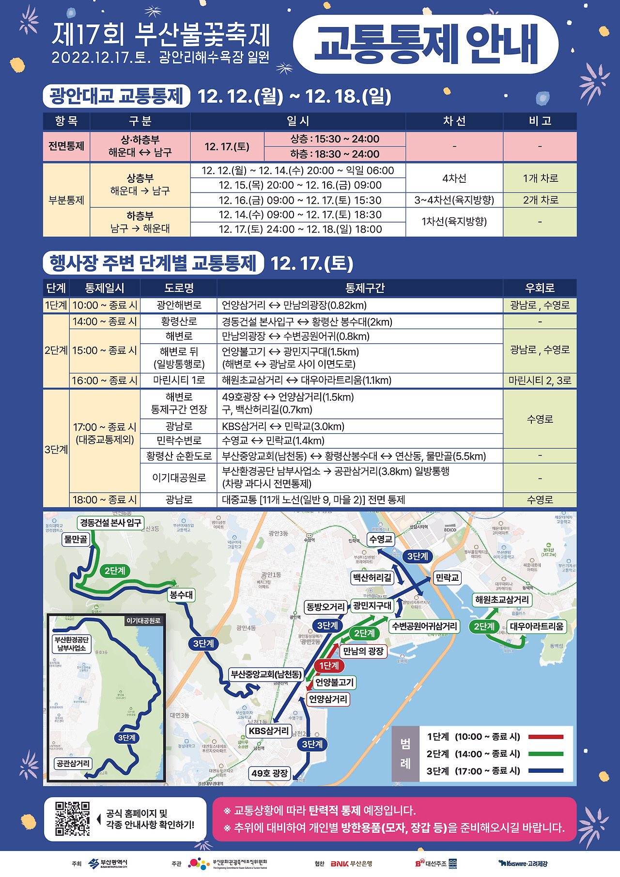 부산불꽃축제 일시, 장소, 관람 방법, 교통통제, 유료 및 무료 구역