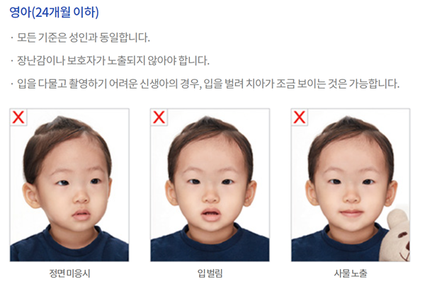 korean passport photo size