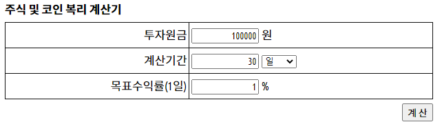  제일 쉬운 주식 코인 복리 계산기 + 사용법