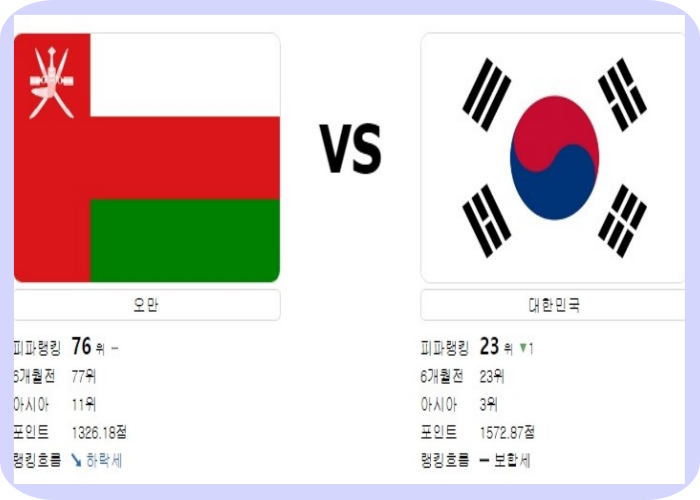 오만 VS 대한민국 일정