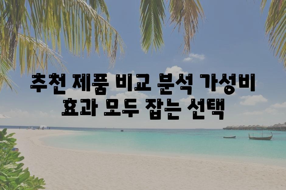 추천 제품 비교 분석 가성비  효과 모두 잡는 선택