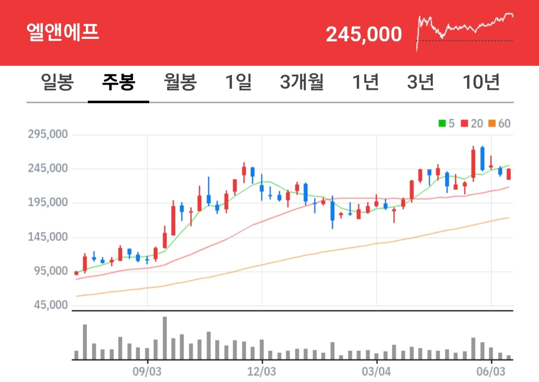 엘앤에프 주식 차트