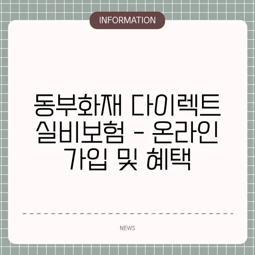 동부화재 다이렉트 실비보험 - 온라인 가입 및 혜택