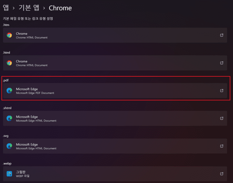 Chrome 연결 가능 파일 유형