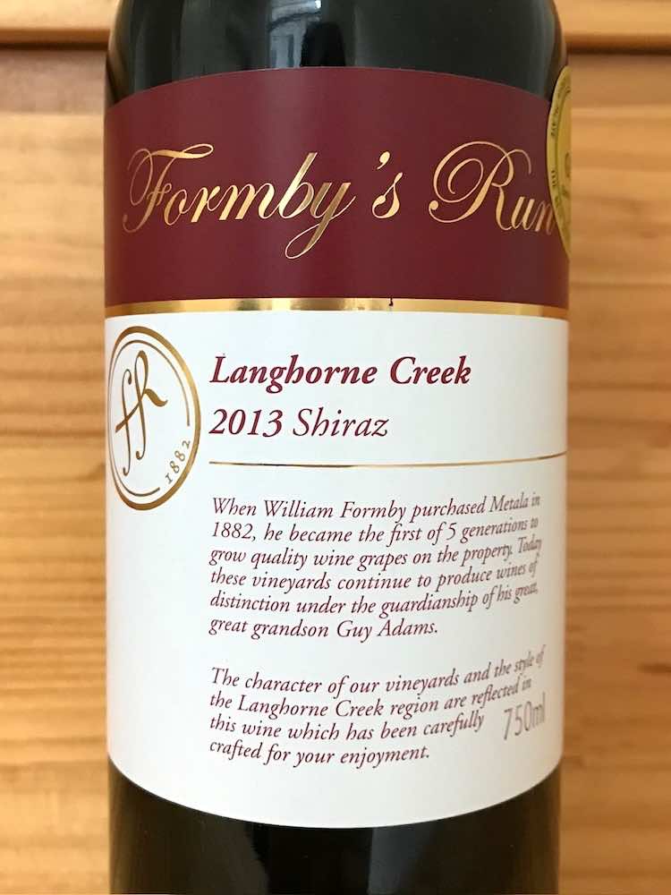 Brothers in Arms Formby&#39;s Run Langhorne Creek Shiraz 2013