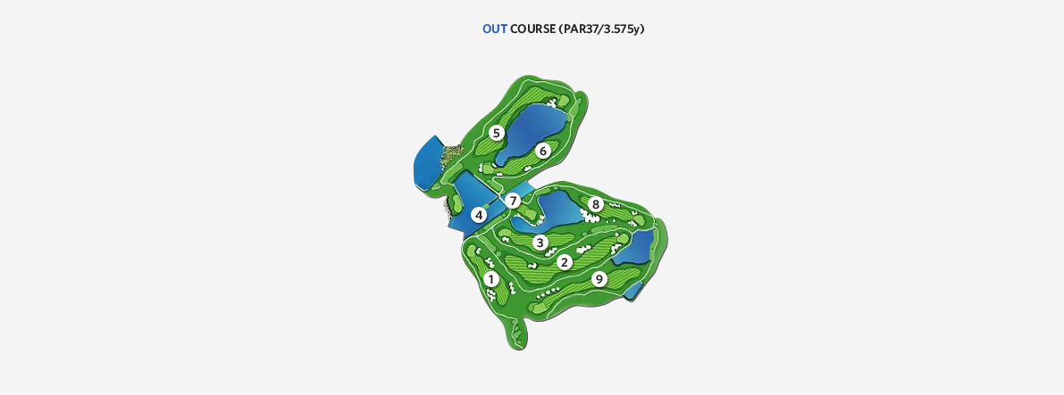  아난티남해CC 골프코스 소개 - OUT COURSE(PAR 37 / 3.575y)